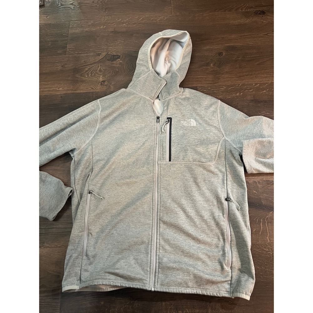 The North Face Mens Gray Full Zip Grid Fleece Hoodie Jacket XL